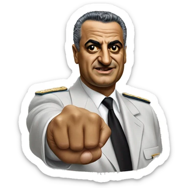 Gamal Abdel Nasser photorealistic points a finger sticker