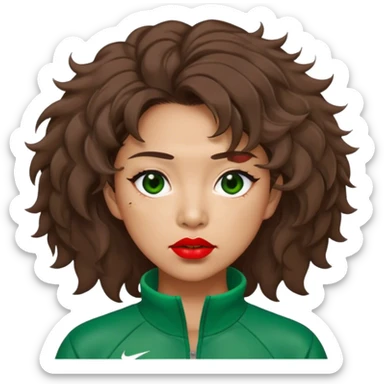 Han Mi-nyeo : Age: Late 60s
Appearance: A middle-aged woman with wrinkles, frizzy, messy brown hair and dramatic red lipstick.
Outfit: Green player tracksuit sticker