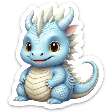 fat baby white dragon sticker