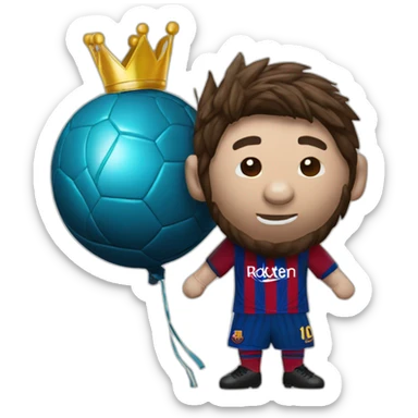 Lionnel Messi with a ballon dor sticker