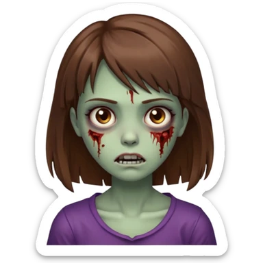 zombie girl with brown hair side bangs emoji sticker
