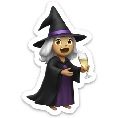 Witch Popping Champagne Bottle sticker