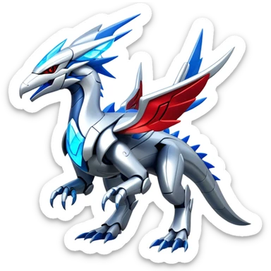 Futuristic Modern Epic Legendary Shiny Cyber-Latios-Dialga-Reshiram-Creature, (full body) sticker