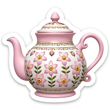 A pink and white flowery TeaPot sticker
