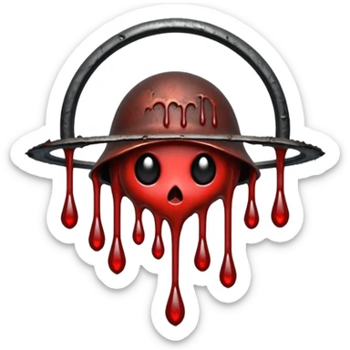 Upside-down halo dripping blood, black metal aesthetic, occult symbol sticker