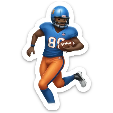 #89 catching a football wearing blue and orange sticker