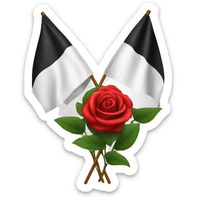 emoji white flag with 3 red roses on a black circle  sticker
