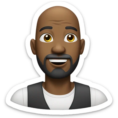 A bald, Black man with a beard and goatee blowing a kiss. sticker