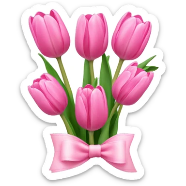 Pink tulips with a bow sticker