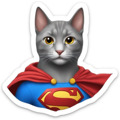 cat in a superman costume sticker