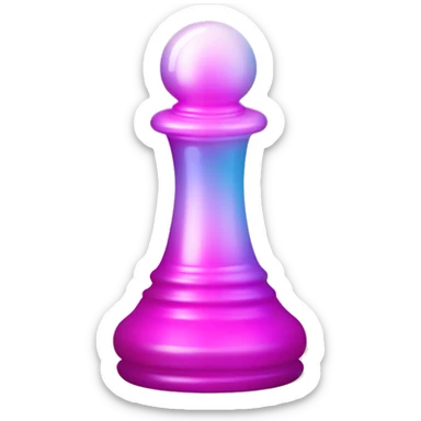 Iridescent pink gradient glass chess pawn sticker