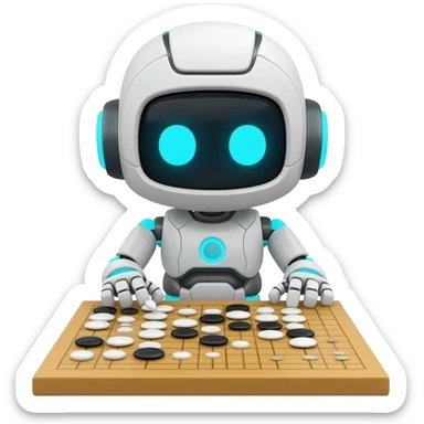 AI robot playing Go in illustration style sticker