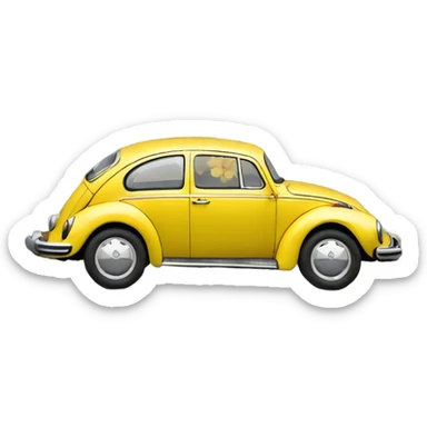 yellow Volkswagen Beetle with flower decals sticker