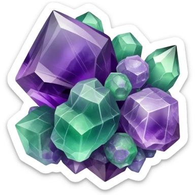Fluorite crystal cluster sticker