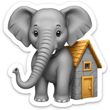 Elephant building a house  sticker