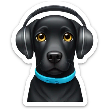black labrador with headphones sticker
