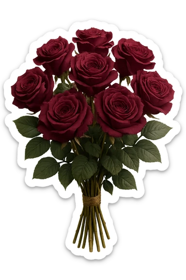 bouquet of burgundy roses , remove background sticker