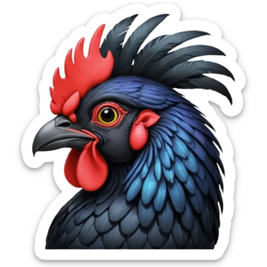 Ayam cemani rooster with black wattle black beak black comb black sticker
