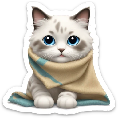 Ragdoll cat with blanket sticker