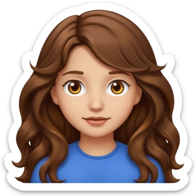 EMOJI IOS SOLO CARA NIÑA PELO LARGO, ONFULADO, MARRON, Y OJOS MARRONES sticker