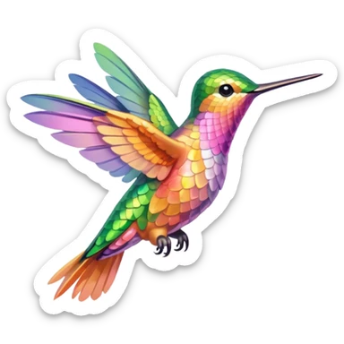 mostly peach pink plus yellow-green humming bird sticker