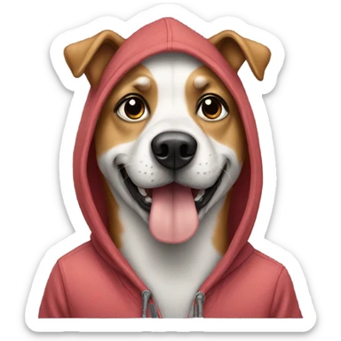 Dog weating hoddi sticker