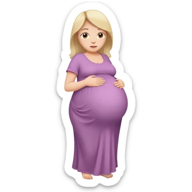 very heavily pregnant overdue lady with large belly  sticker