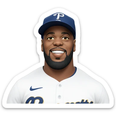 smiling boy in baseball cap sticker