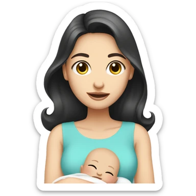 mom holding newborn baby girl with white skin dark hair and white skin newborn white girl baby sticker