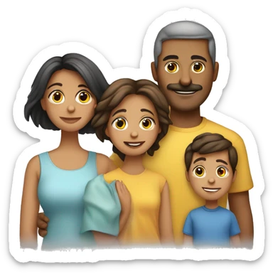 Familia de 5 personas 2 chicos 1 chica un padre y una madre sticker