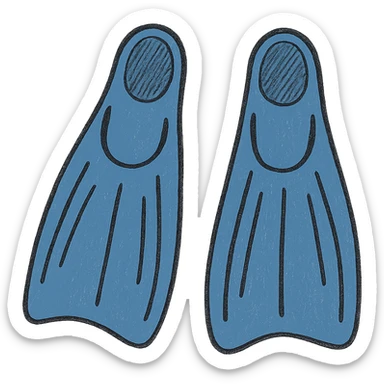 Make the diving flippers blue, keep the original style, no background. sticker