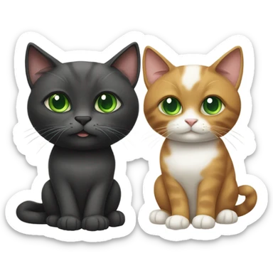 a purebred cat with big ears and green eyes, next to him I am a brunette sticker