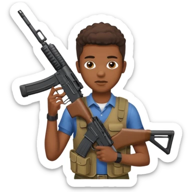 Fais moi un jeune afro américain qui tient une AR15 sticker