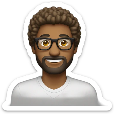 hombre con lentes,color blanco  pelo castaño, vestido con nike dunk, feliz sticker