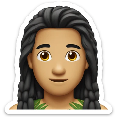 hawaiian young man with long straight black hair sticker