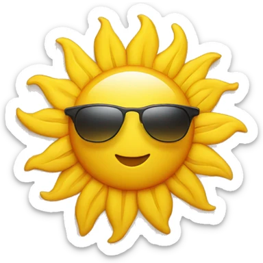 Sun with a sunglass in a farm  sticker