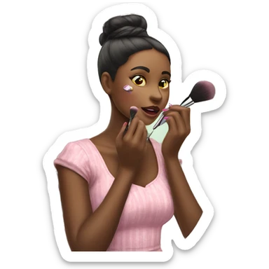 Girl putting on makeup in vintage mirror sticker