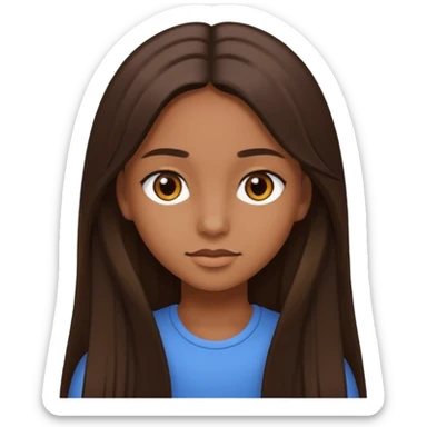 girl with straight long hair and brown eyes, brown skin sticker