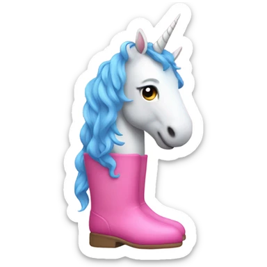 Pink unicorn wearing blue boots sticker