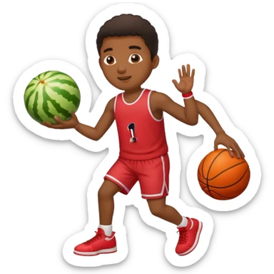 Black guy eating watermelon and playing basketball  sticker