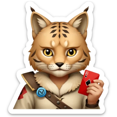 Lynx from shadow fight 2 holding a uno reverse card sticker