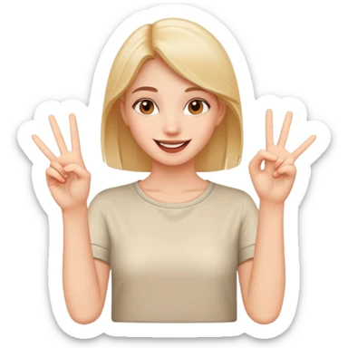 happy girl with stop hand gesture sticker