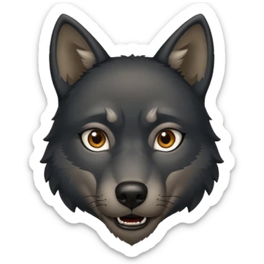 a questionning black wolf raising an eyebrow sticker