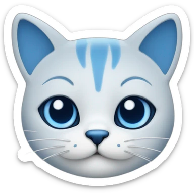 Blue simplistic sketch of a cute cat face sticker