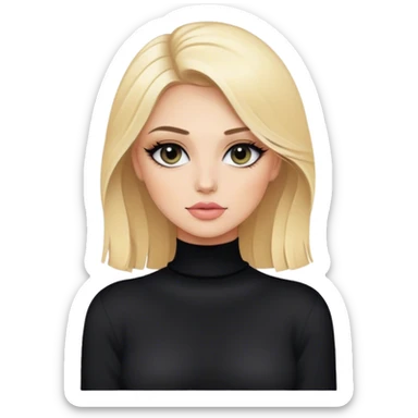 portrait of glamorous blonde makeup artist, black sweater sticker