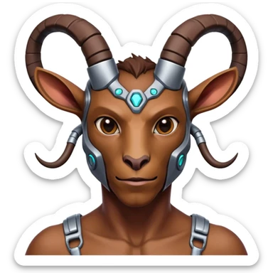 Cybernetic Goat(Ram) man 2/3 up view sticker