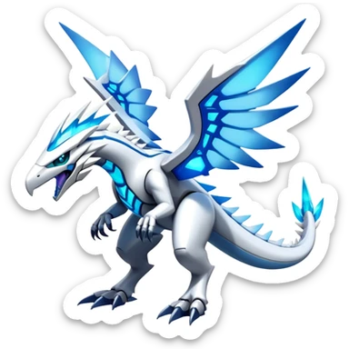 Futuristic Modern Epic Legendary Shiny Cyber-Latios-Dialga-Reshiram-Creature, (full body) sticker