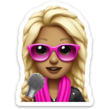 Blonde popstar with pink microphone and pink sunglasses with pink scarf sticker