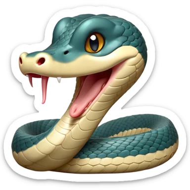 Cinematic Cute Yawning Chinese Water Snake Portrait Emoji, Head tilted slightly with a dramatic, wide-open yawn, showcasing a soft, glossy scaled body with gently drooping edges and half-closed, drowsy eyes, Simplified yet irresistibly adorable features, highly detailed, glowing with a soft, cozy aquatic glow, high shine, relaxed yet expressive, stylized with a dash of waterborn charm, soft glowing outline, capturing the essence of a sleepy yet affectionate water snake that seems ready to stretch out and rest in its watery domain! sticker