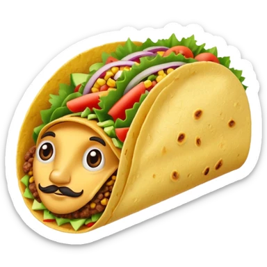taco with confident expression sticker